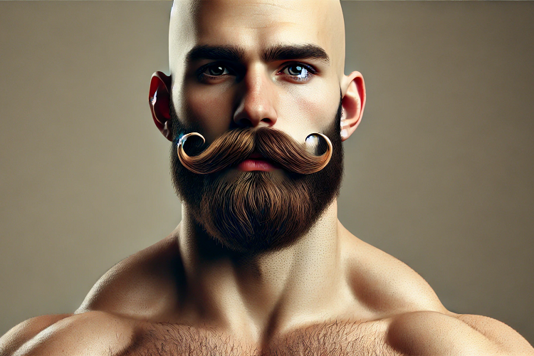 Handlebar Mustache for bald man