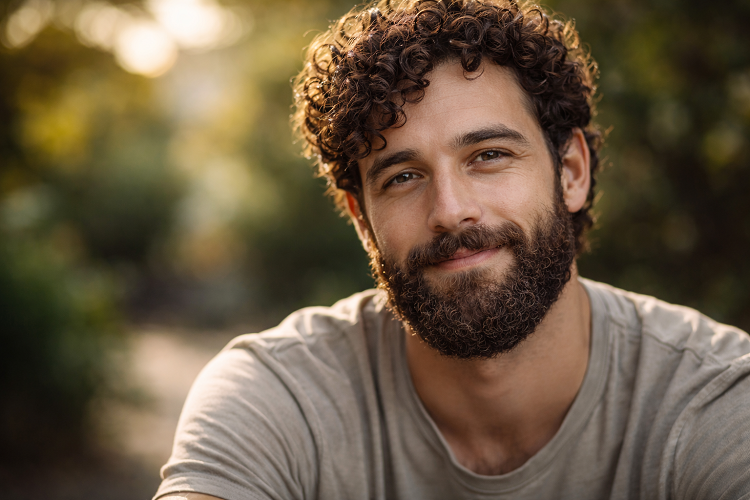 Curly beard style